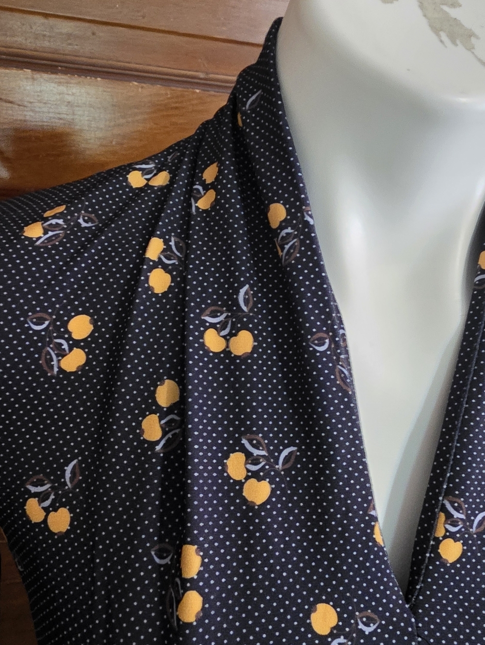 French Connection Aventine Lemon Print Polka Dot Dress Navy Size  O - Picture 5 of 11